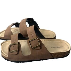 Lucky Brand‎ Sandals Slides Buckle Detail Comfort Casual Brown Mens Size 11